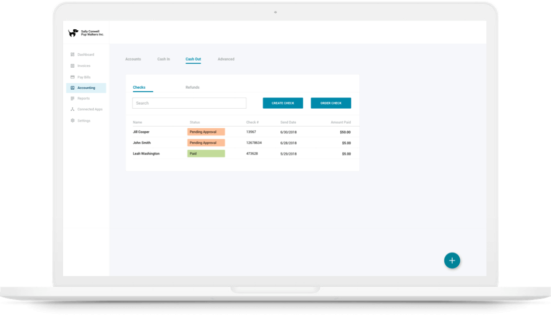 Laptop with Autobooks accounting and invoice screen.